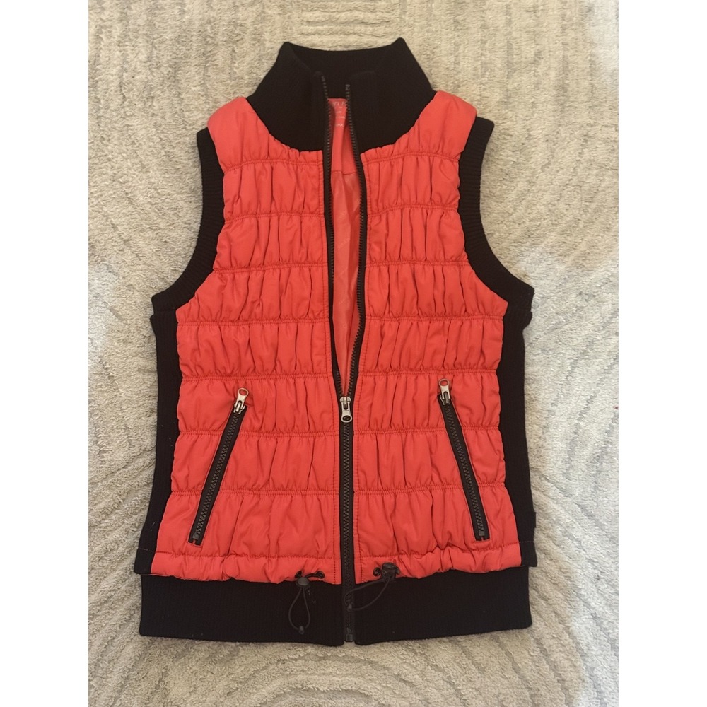 Calvin Klein Performance Women Red Black Quilted Puffer Vest Medium MP3 Pocket